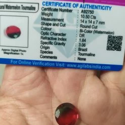 Vendora πωλείτε από συλλέκτη ορυκτών πολύτιμων λίθων πανέμορφη Watermelon Bicolor τουρμαλίνη 10,50 Ct με το πιστοποιητικό γνησιότητας του -vendora shop 2900c6aa4b4a8becb7b567510d7f026a2be20208 xl