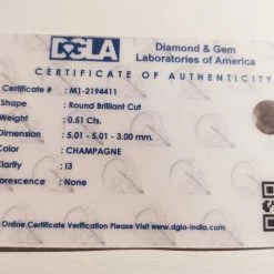 Vendora ΠΩΛΕΙΤΕ ΑΠΟ ΣΥΛΛΕΚΤΗ ΠΟΛΥΤΙΜΩΝ ΟΡΥΚΤΩΝ ΛΙΘΩΝ ΔΙΑΜΑΝΤΙ ΜΠΡΙΓΙΑΝ, ΟΡΥΚΤΟ, ΧΡΩΜΑ CHAMPAGNE, 0,51 CT ΚΑΘΑΡΟΤΗΤΑΣ Ι3 ΜΕ ΤΟ ΠΙΣΤΟΠΟΙΗΤΙΚΟ ΤΟΥ.