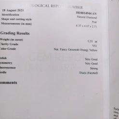 Vendora πωλειτε απο συλλεκτη πολυτιμων ορυκτων λιθων μοναδικο σπανιότατο αστραφτερο διαμάντι 0,53 Ct σε σχημα Pear Vs1 Clarity χρωματος Fancy Greenish Orange 24 Vendora πωλειτε απο συλλεκτη πολυτιμων ορυκτων λιθων μοναδικο σπανιότατο αστραφτερο διαμάντι 0,53 Ct σε σχημα Pear Vs1 Clarity χρωματος Fancy Greenish Orange -vendora shop 6555f79289cd185306b643ecffe603babcf3f600 xl