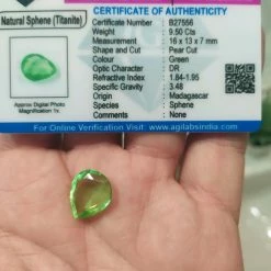 Vendora πωλείτε από συλλέκτη ορυκτών πολύτιμων λίθων μοναδικό πράσινο ορυκτό Sphene Pear Cut 9,5 Ct με το πιστοποιητικό του -vendora shop 87963af792db9ea843a863208db69087492de5bd xl
