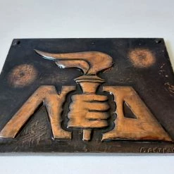 Vendora Χειροποίητο Υπογεγραμμένο Νέα Δημοκρατια Χάλκινο Χαλκογραφία Vintage Κάδρο Πίνακας Πολιτικό Κόμμα