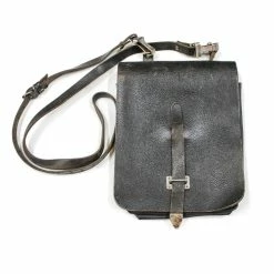 Vendora 1950 ΓΕΡΜΑΝΙΚΗ ΣΤΡΑΤΙΩΤΙΚΗ ΜΑΥΡΗ ΔΕΡΜΑΤΙΝΗ ΤΣΑΝΤΑ ΓΙΑ ΧΑΡΤΕΣ