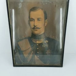 Vendora Λιθογραφία Βασιλιάς σε Κάδρο με Τζάμι Εποχής 1920