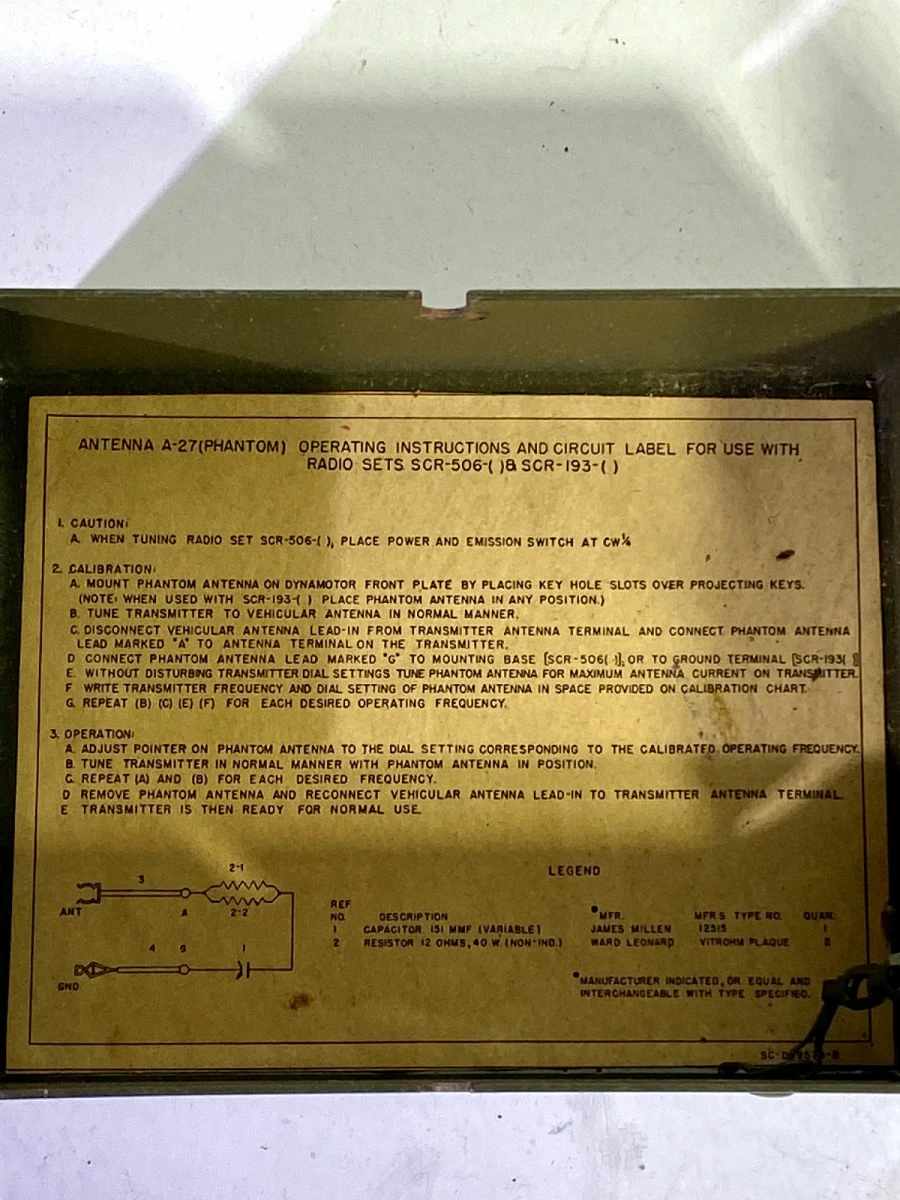 Vendora Στρατιωτική αμερικανική κεραία σήματος του 1943.Αντίκα ,αχρησιμοποίητηp 8 Vendora Στρατιωτική αμερικανική κεραία σήματος του 1943.Αντίκα ,αχρησιμοποίητηp - Image 6